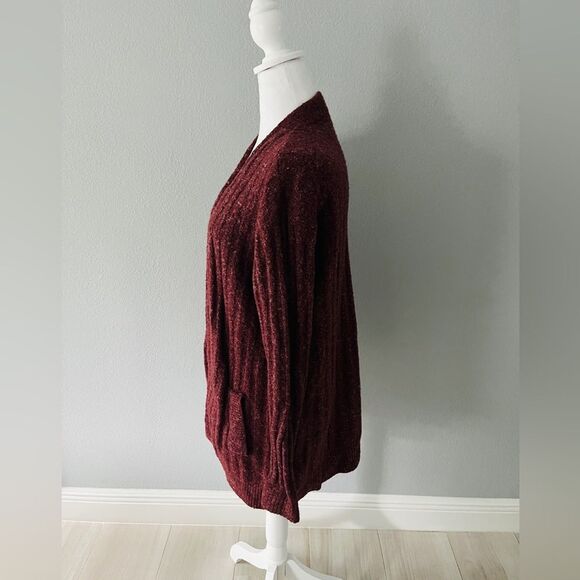 Michael Kors Open Front Cardigan Sweater Maroon Knit Cozy Fall Women’s XS - Picture 5 of 9